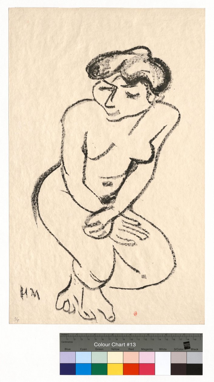 Kyyristynyt alastonhahmo katse alaspäin luotuna tekijältä Henri Matisse