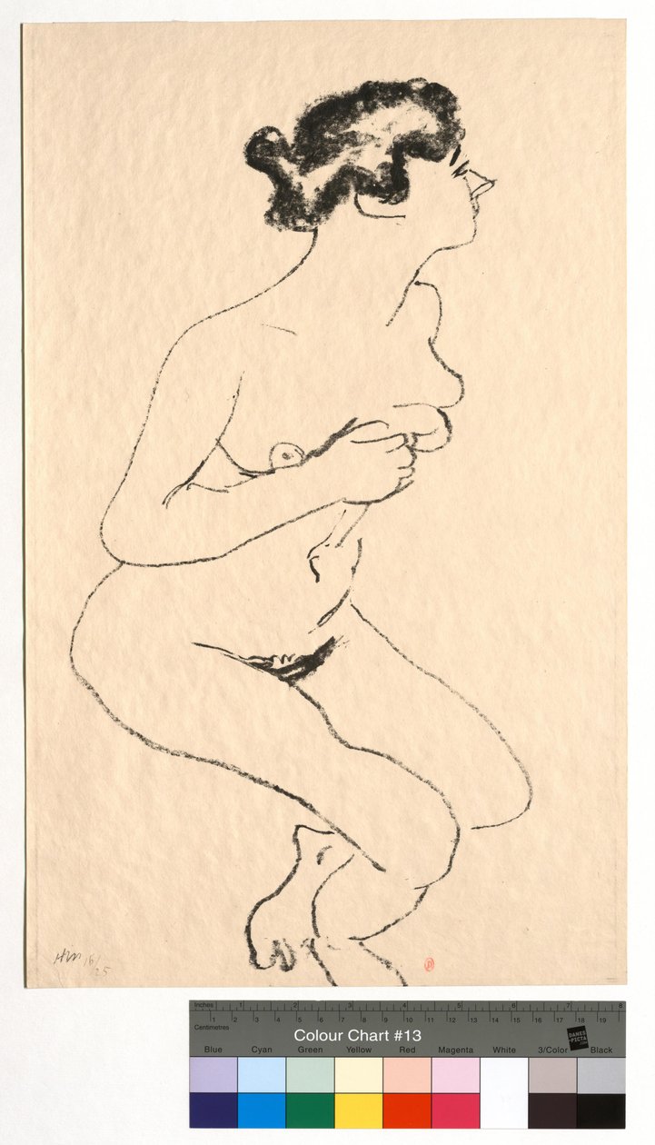 Alasti kyykyssä, profiili, jossa mustat hiukset tekijältä Henri Matisse