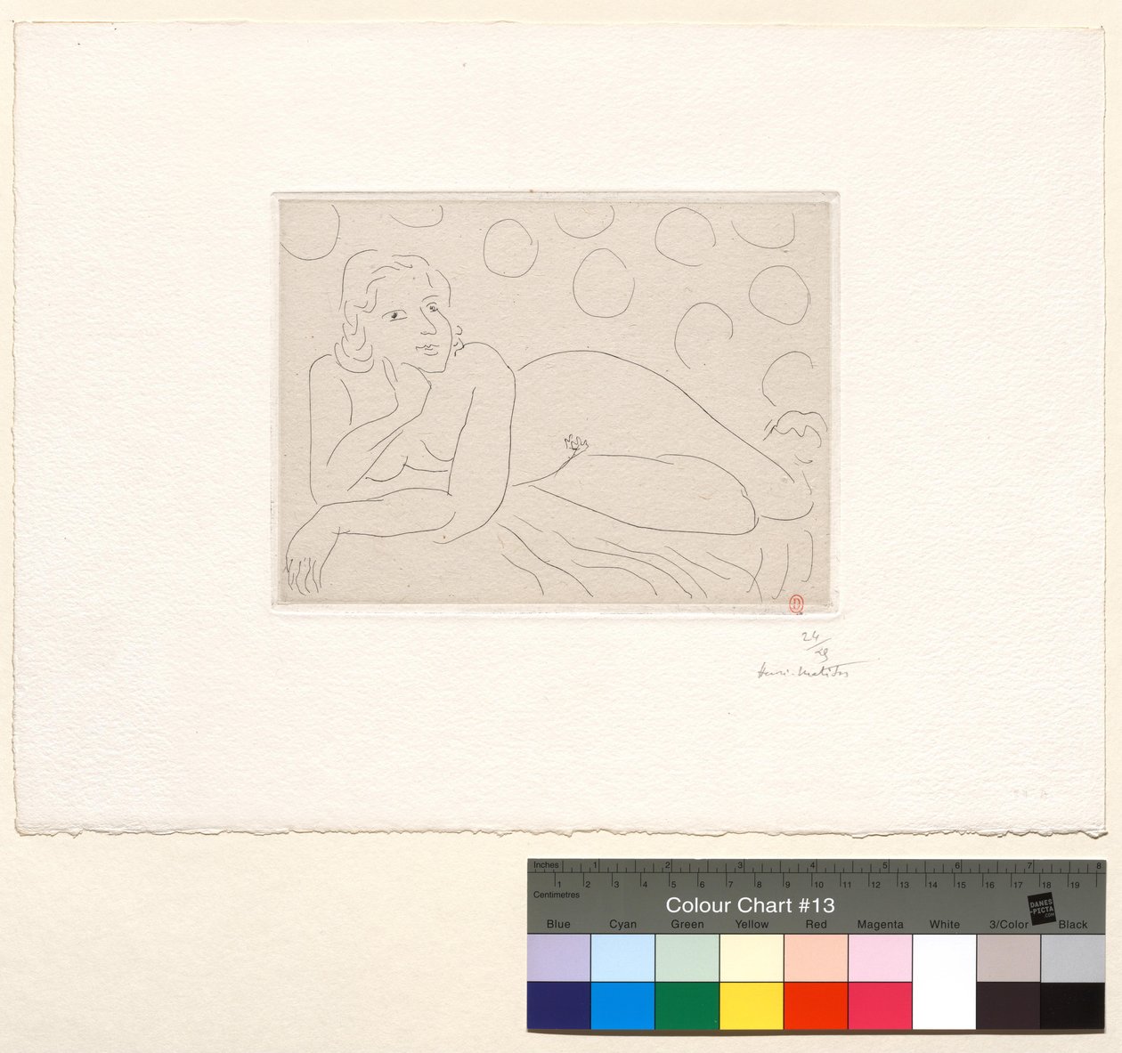 Makaava alaston pyöreäkuvioista taustaa vasten tekijältä Henri Matisse