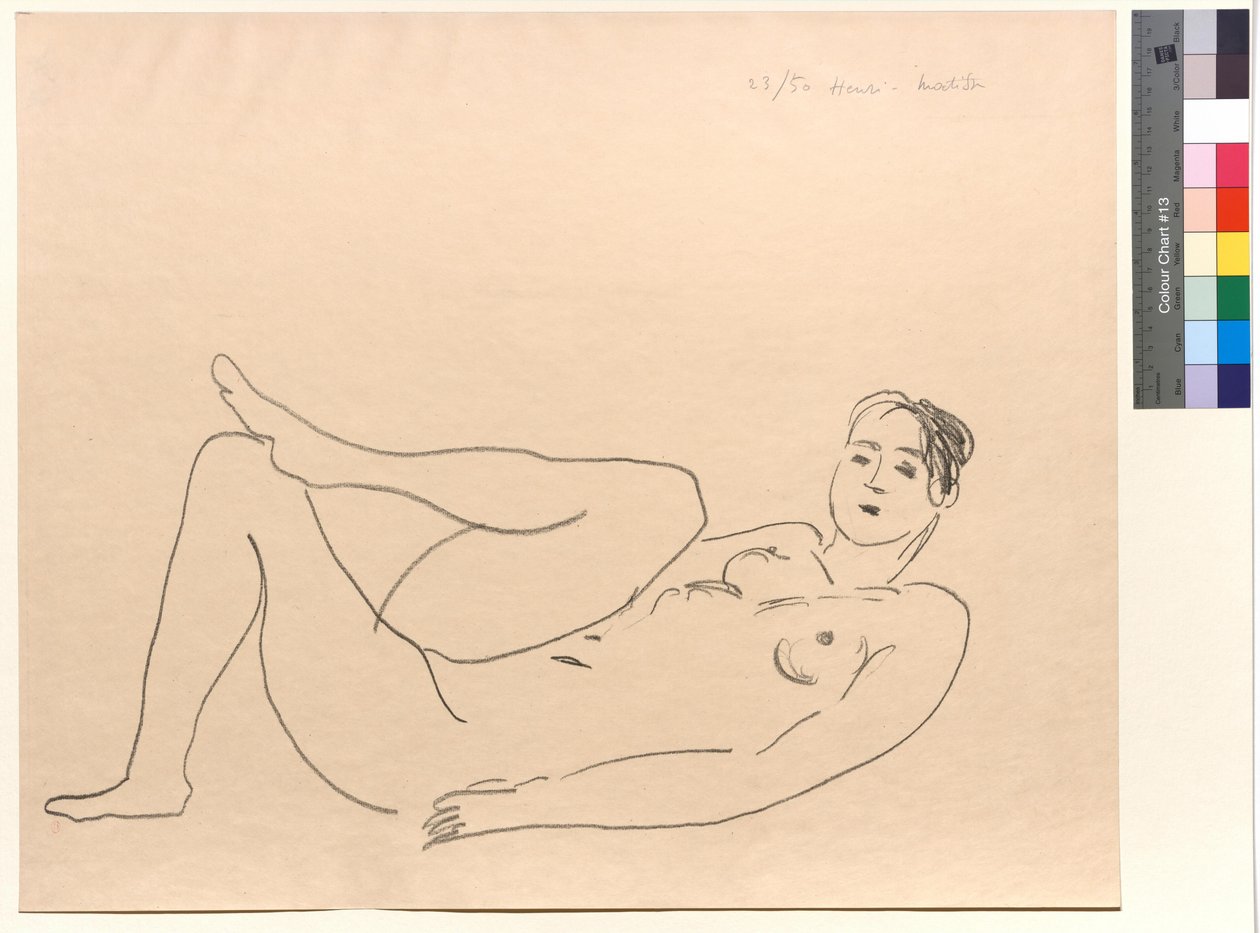 Makaava alastonhahmo, jalka koukistettuna: jalkojen tutkielma tekijältä Henri Matisse