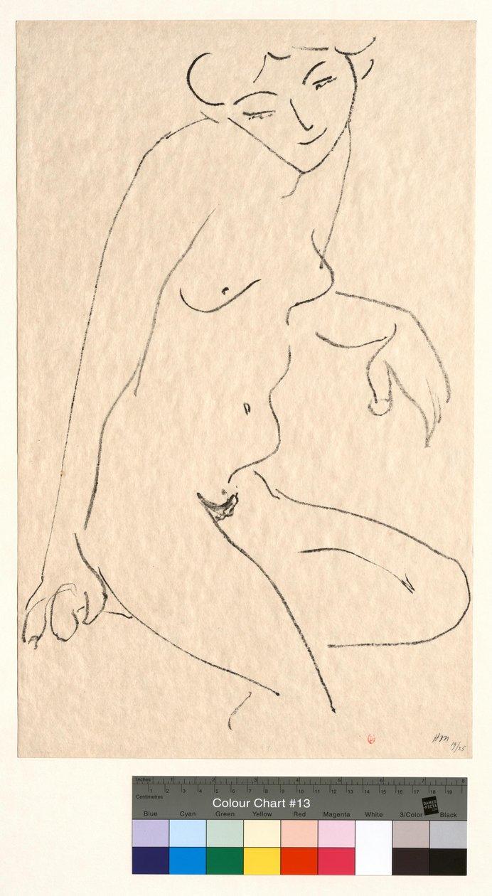 Kolmen neljäsosan alastonkuva, pää kallellaan tekijältä Henri Matisse