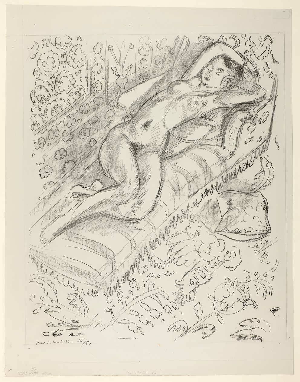 Alaston lepäämässä sohvalla Mashrabiya Tausta tekijältä Henri Matisse