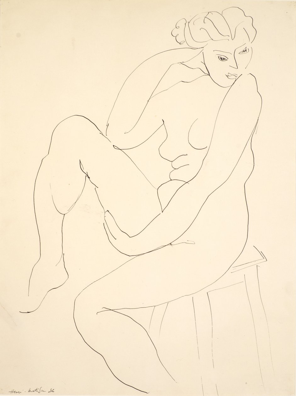 Alaston istuu jakkaralla tekijältä Henri Matisse