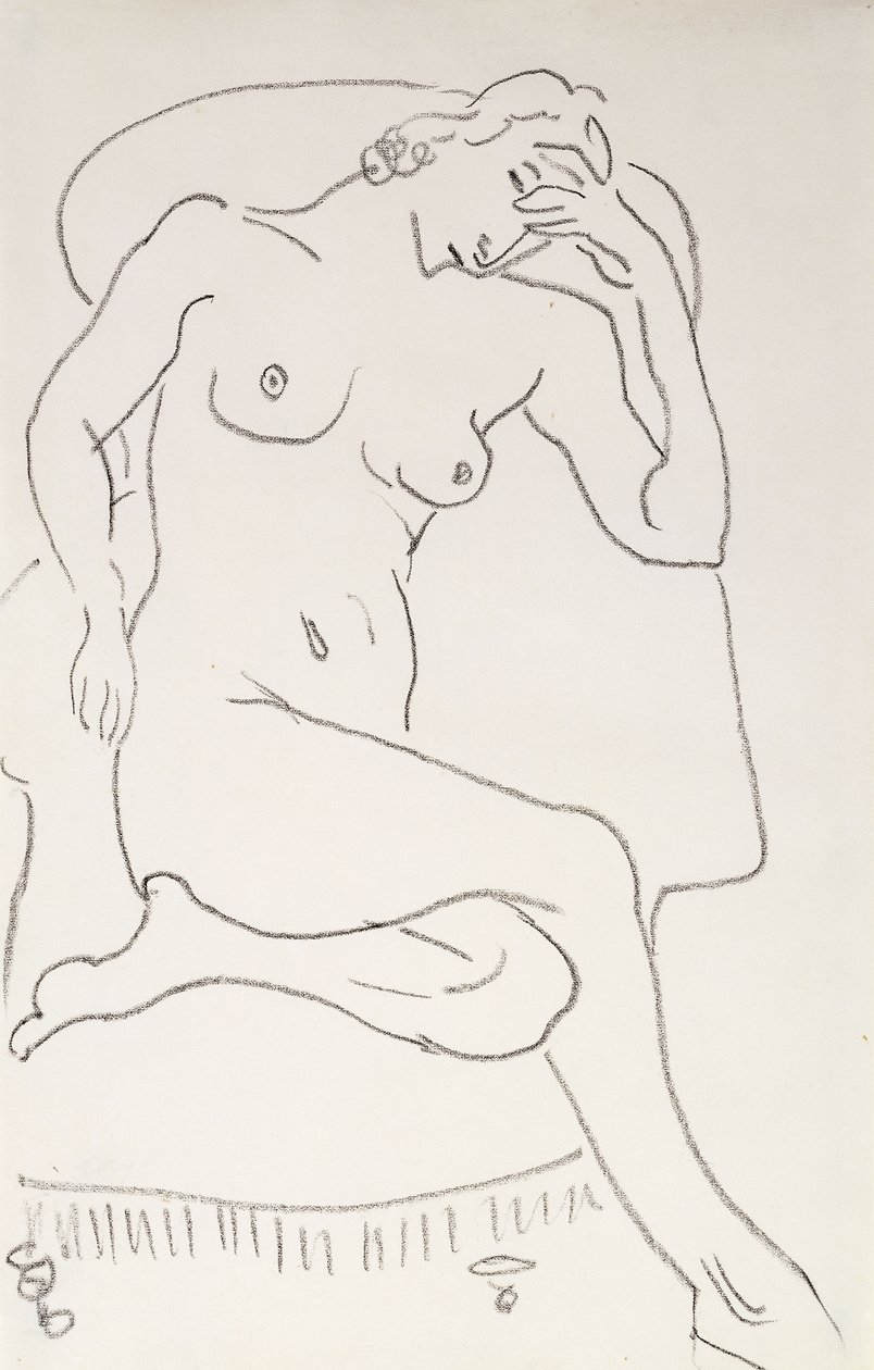 Alaston nainen nojatuolissa, n.1922-24 (lyijykynä paperille) tekijältä Henri Matisse