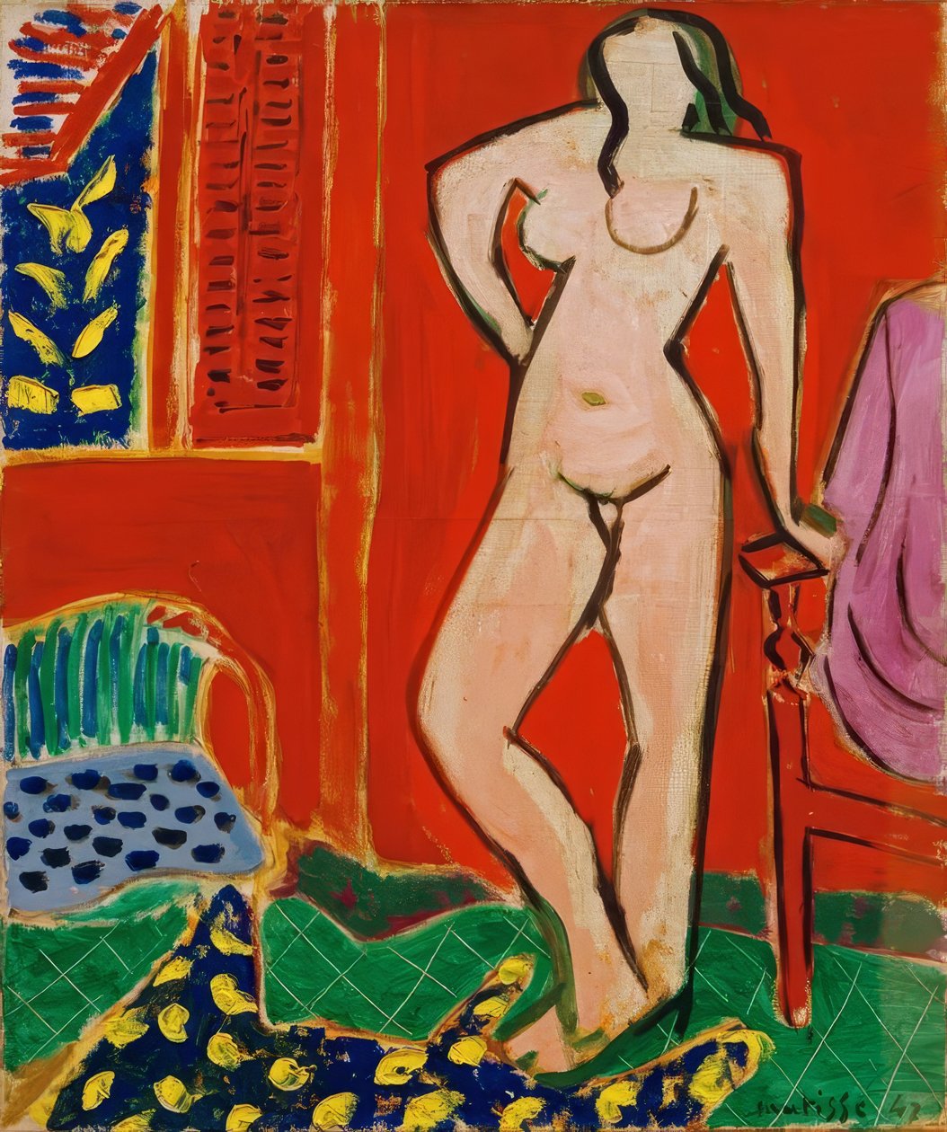 Nude vaaleanpunainen, punainen sisustus tekijältä Henri Matisse