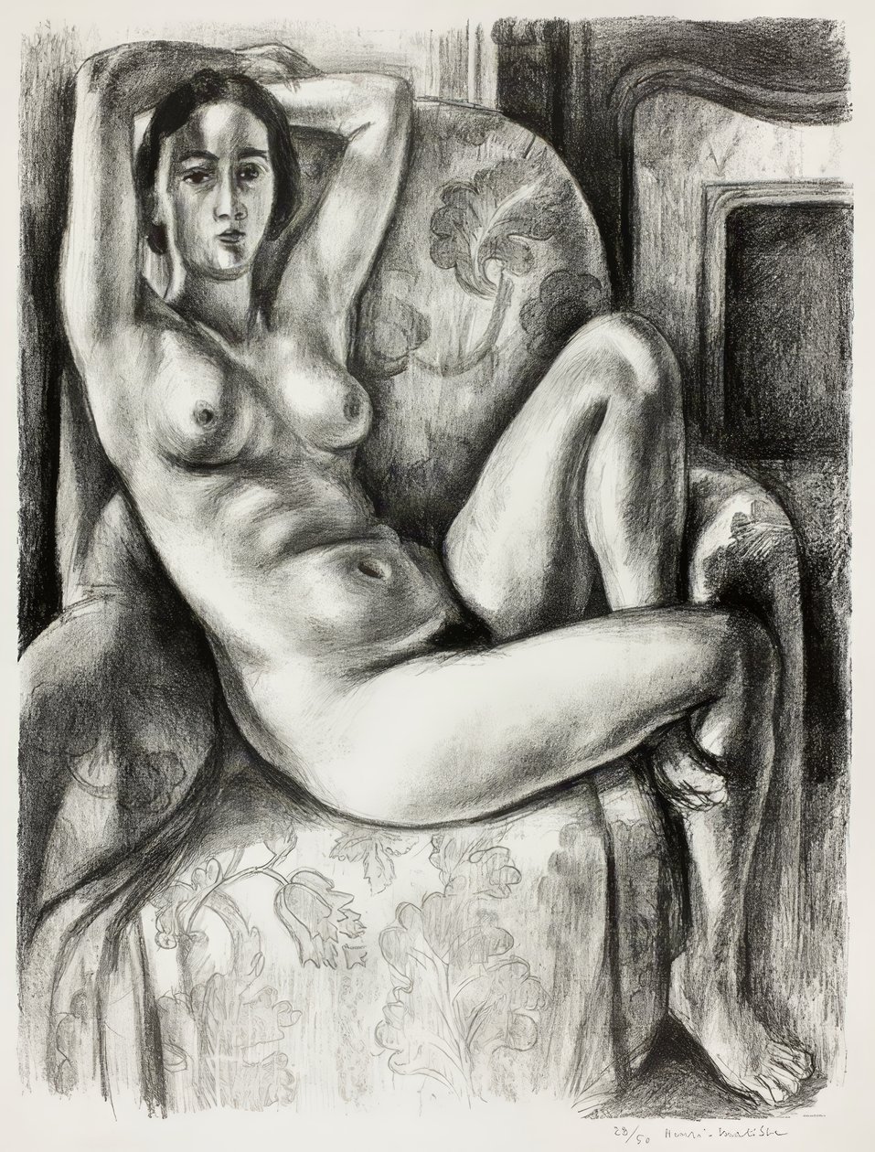 Alaston sininen tyyny takan vieressä tekijältä Henri Matisse
