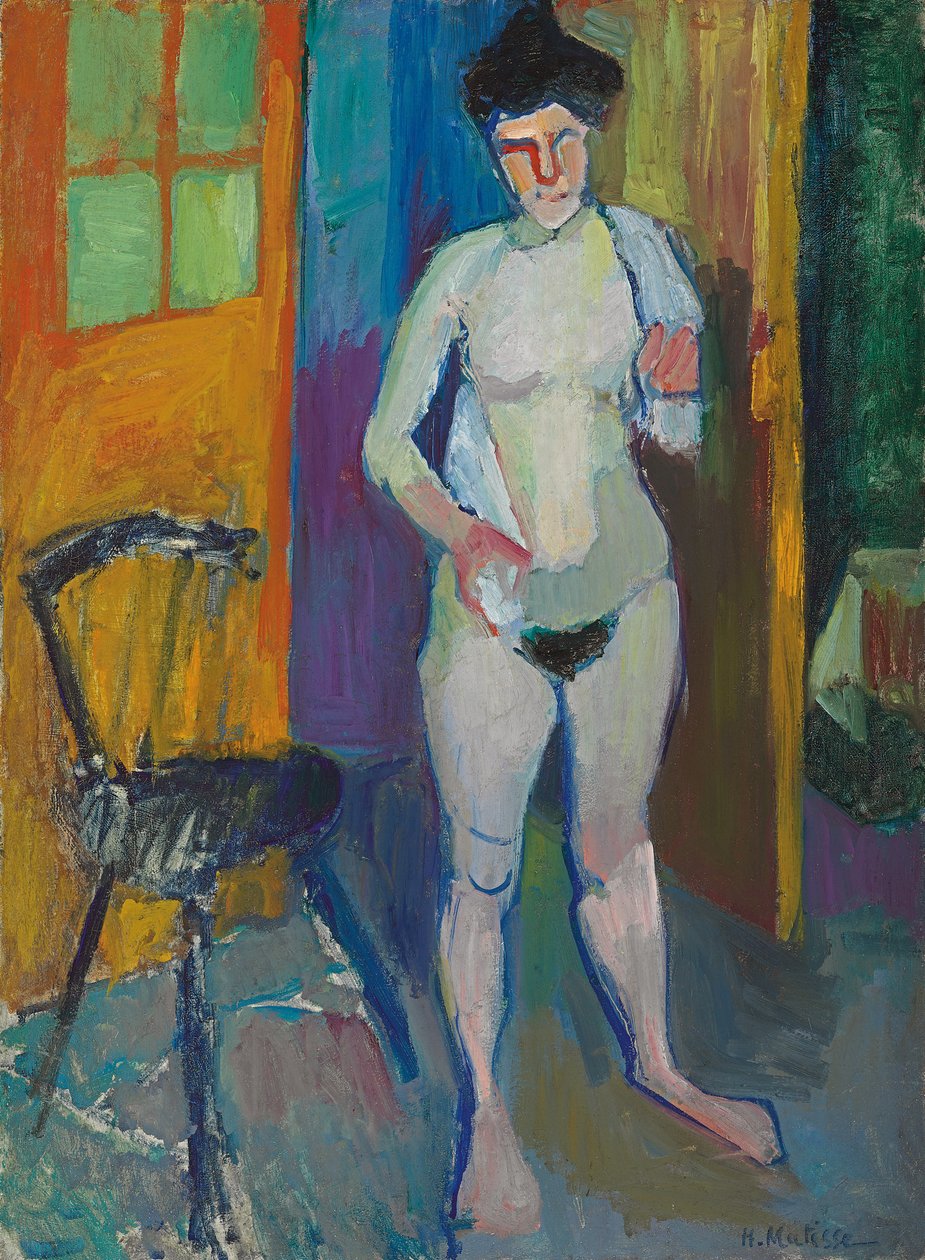 Alaston valkoisen pyyhkeen kanssa, noin 1901-1903 (öljy kankaalle) tekijältä Henri Matisse