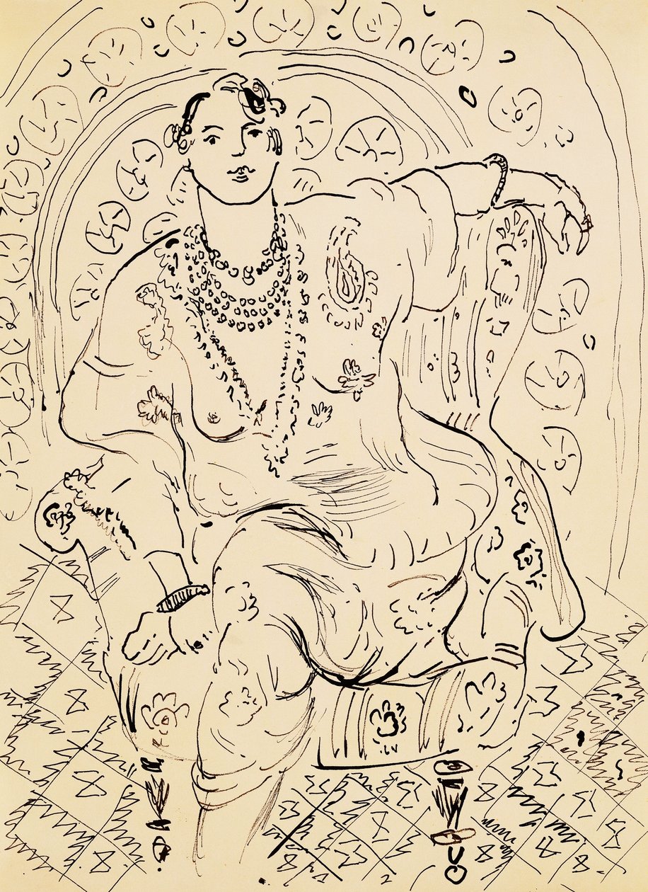 Odaliskia kukkamainen tausta tekijältä Henri Matisse