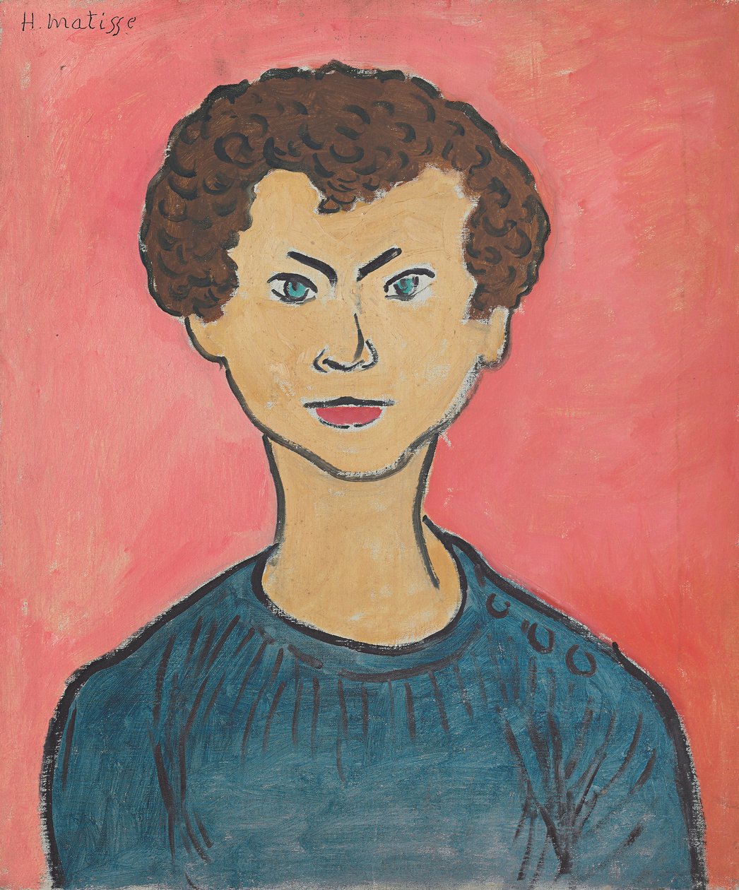 Muotokuva kiharat hiukset, merensininen villapaita tekijältä Henri Matisse