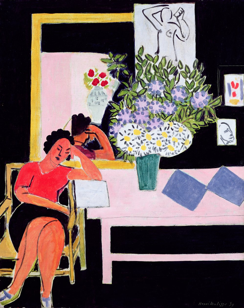 Lukija mustalla taustalla tekijältä Henri Matisse