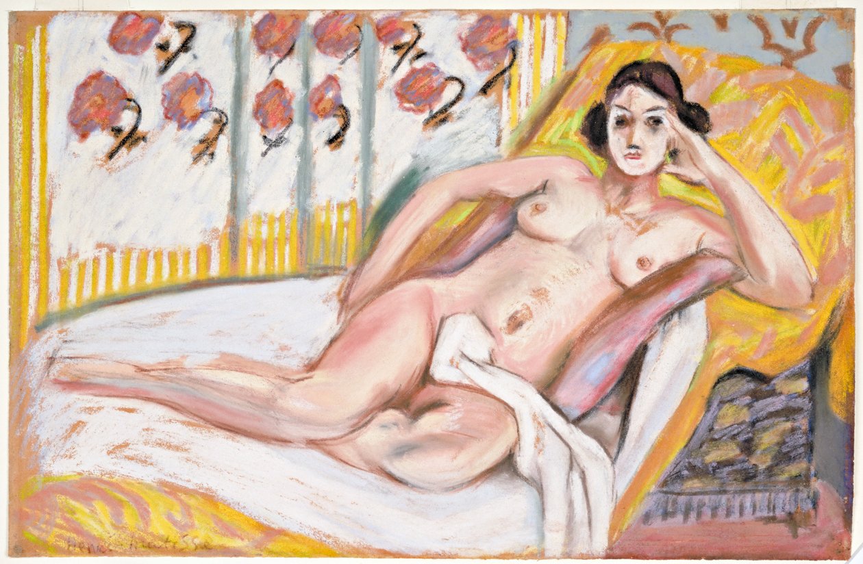 Makaava alaston (Nu Allonge) n.1925 (pastelli flokkipaperille) tekijältä Henri Matisse