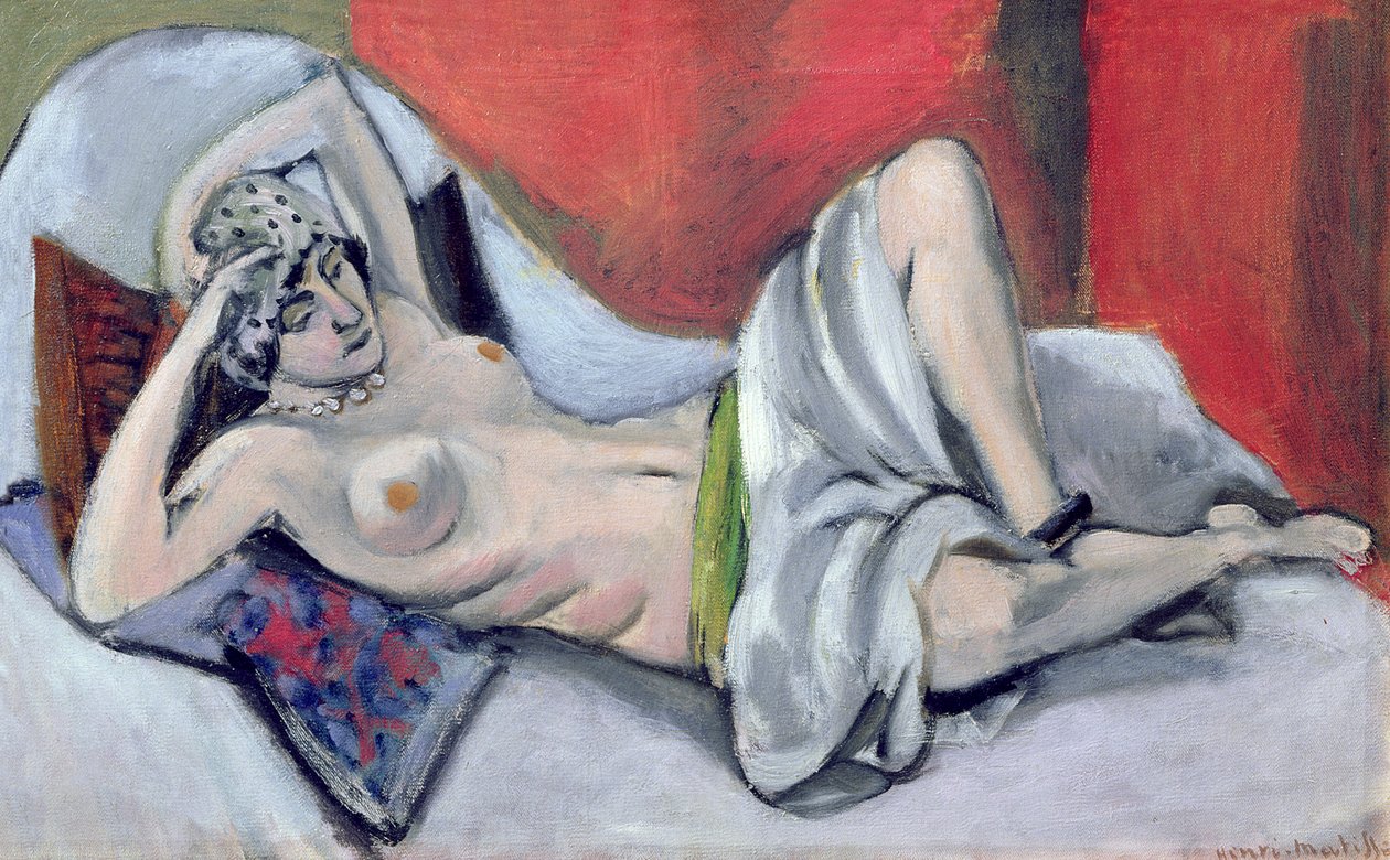 Makaava alaston verhottuna, noin 1923-24 (öljy kankaalle) tekijältä Henri Matisse