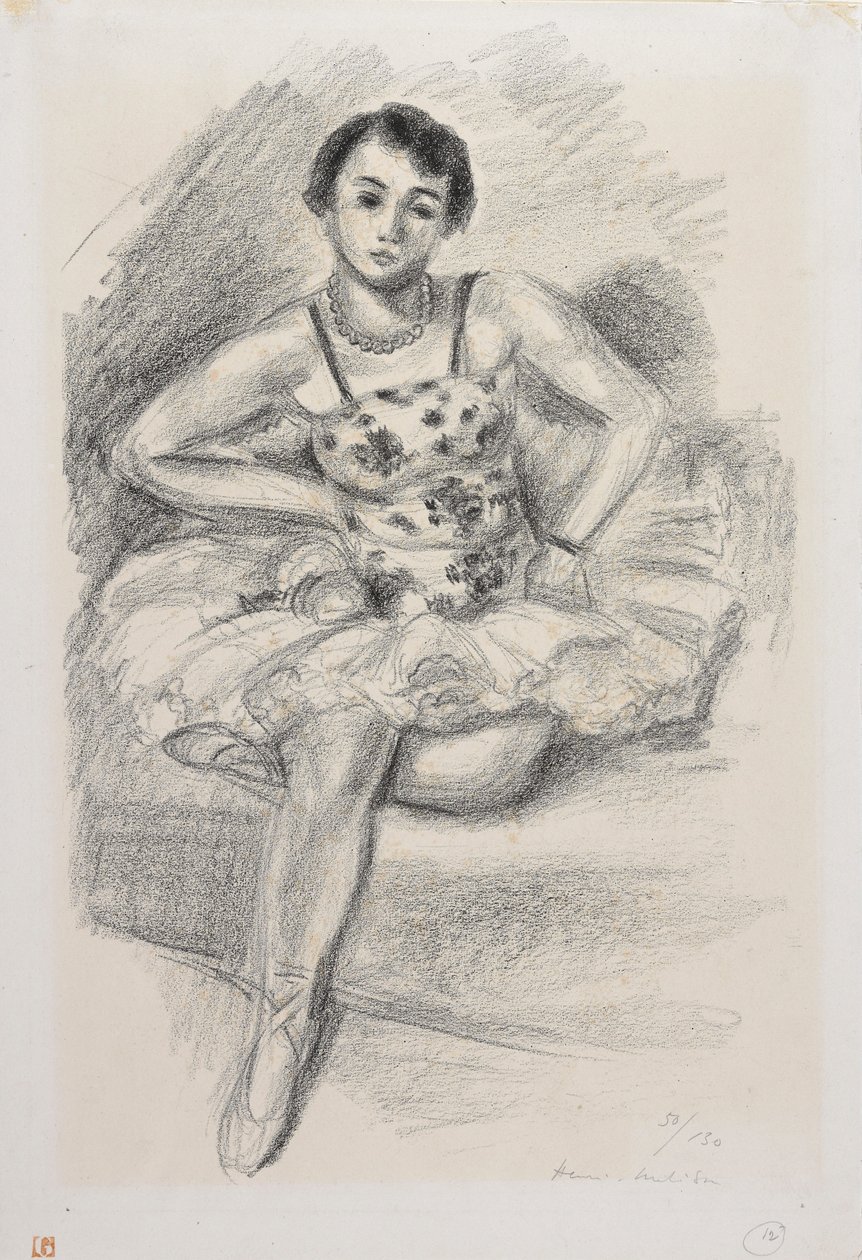Istuva tanssija, vasen jalka taivutettuna alle tekijältä Henri Matisse