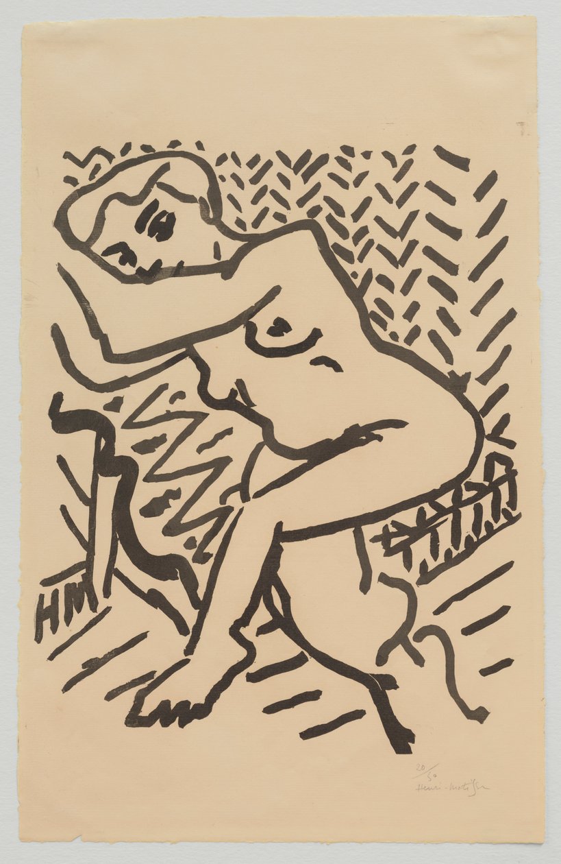 Istuva alaston [pieni vaalea puupiirros] tekijältä Henri Matisse