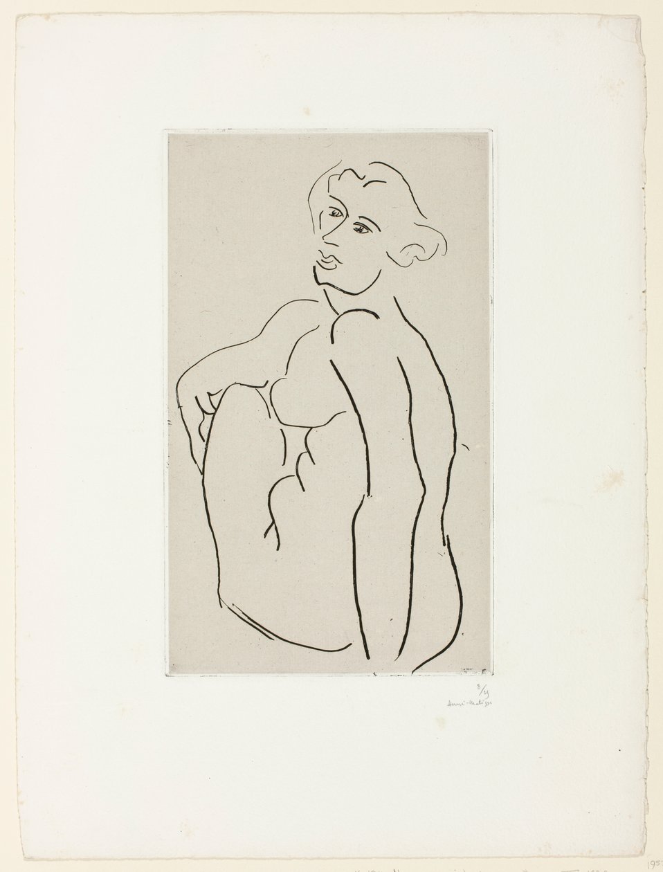 Istuva alaston nainen, kolmen neljäsosan näkymä tekijältä Henri Matisse