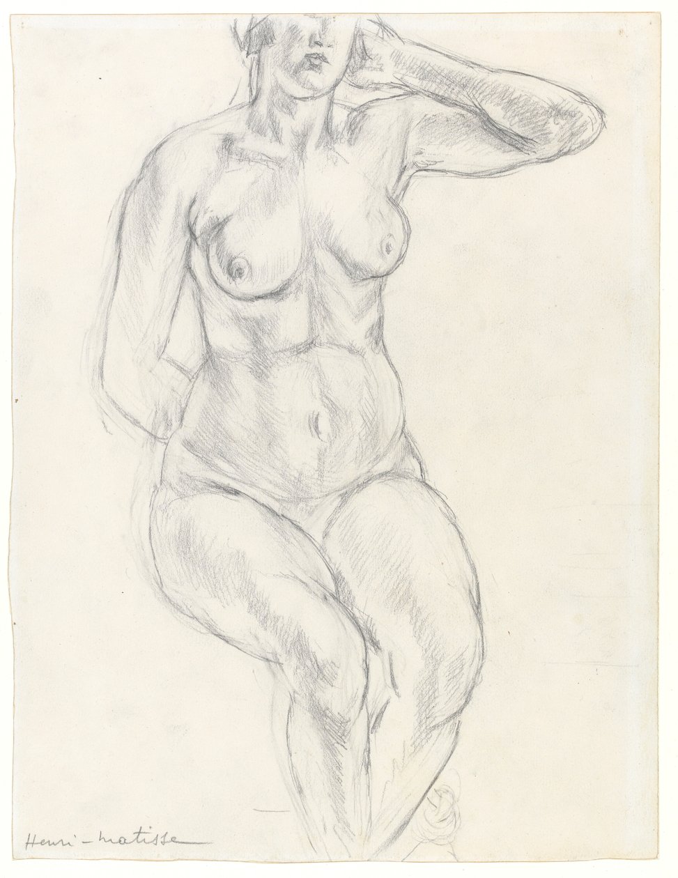 Istuva alaston, noin 1918 (grafiitti ja musta liitu paperille). tekijältä Henri Matisse
