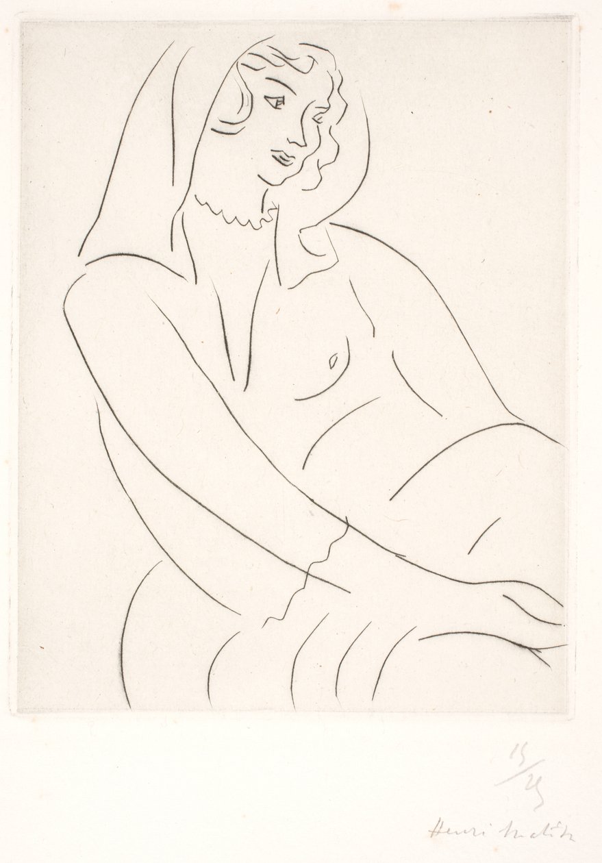 Istuva nainen, jolla on huntu tekijältä Henri Matisse