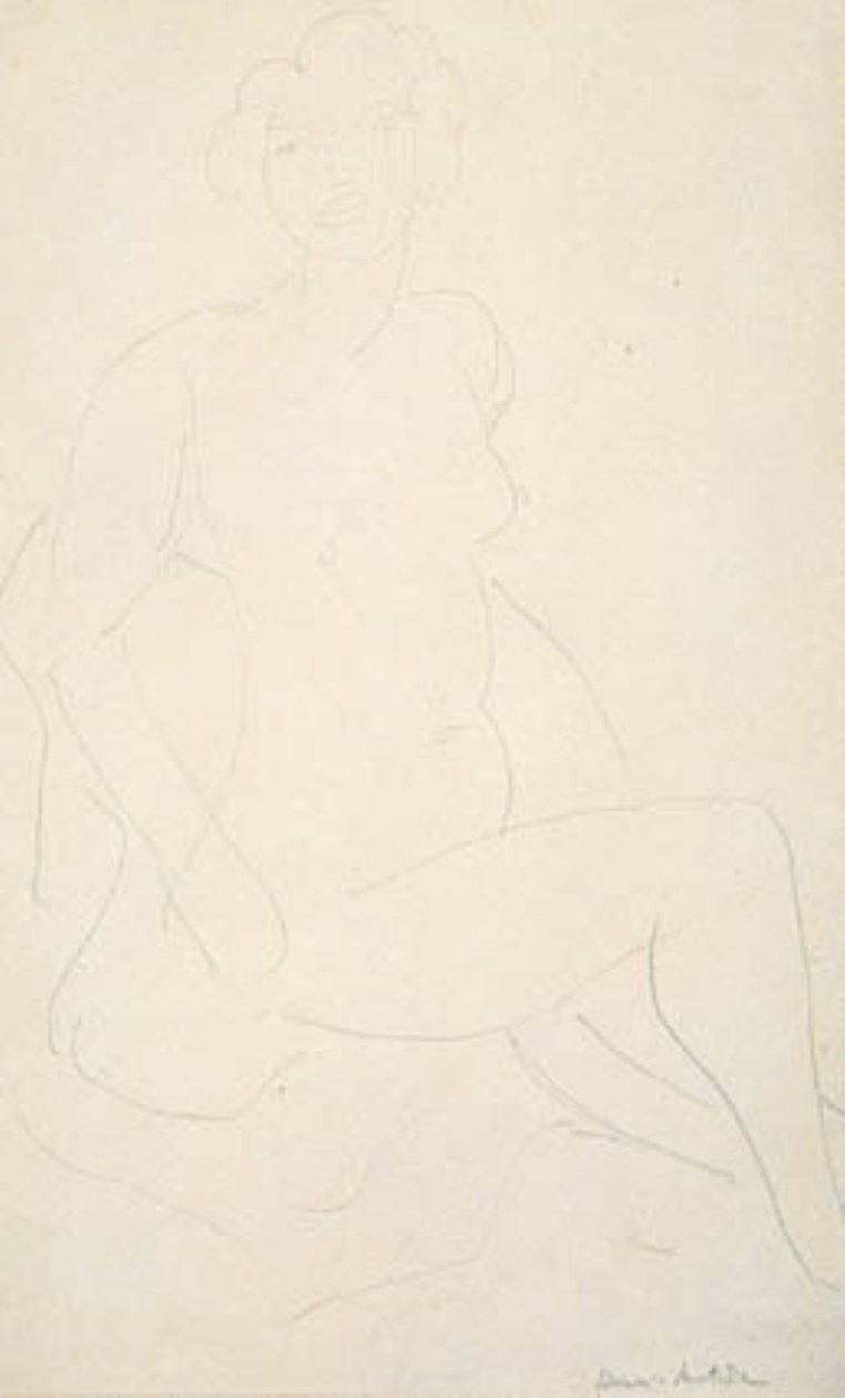 Istuva naismalli oikealle kääntyneenä tekijältä Henri Matisse