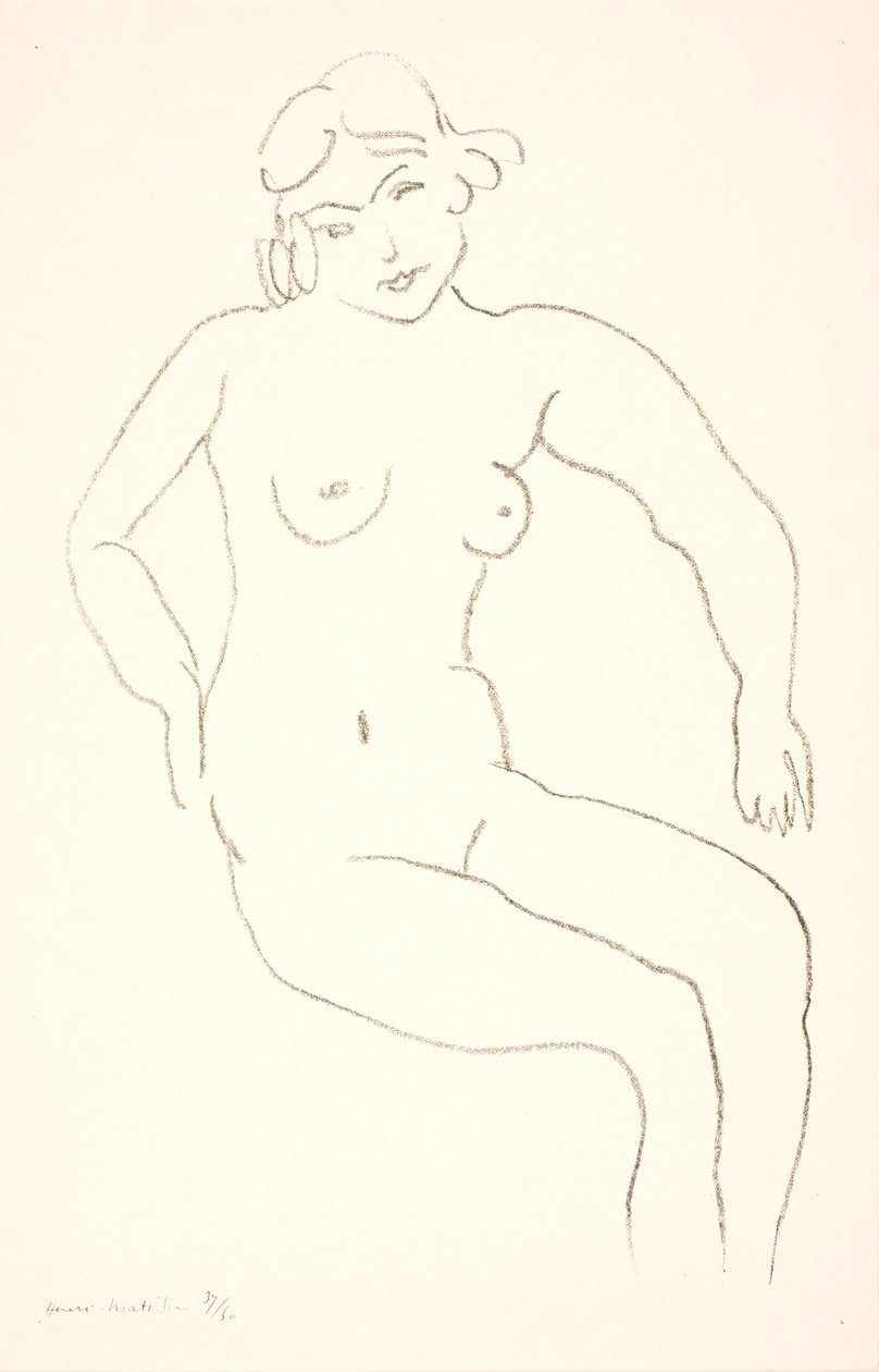 Istuva naispuolinen alastonmalli tekijältä Henri Matisse