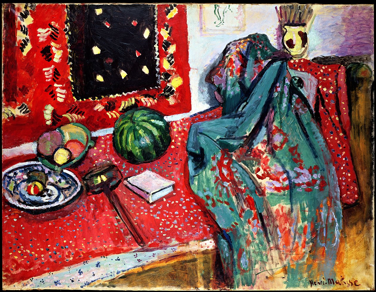 Asetelma punaisen maton kanssa tekijältä Henri Matisse