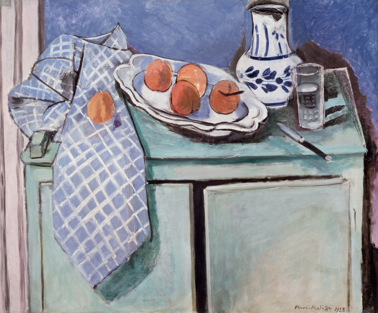 Asetelma vihreällä pöytälaudalla tekijältä Henri Matisse