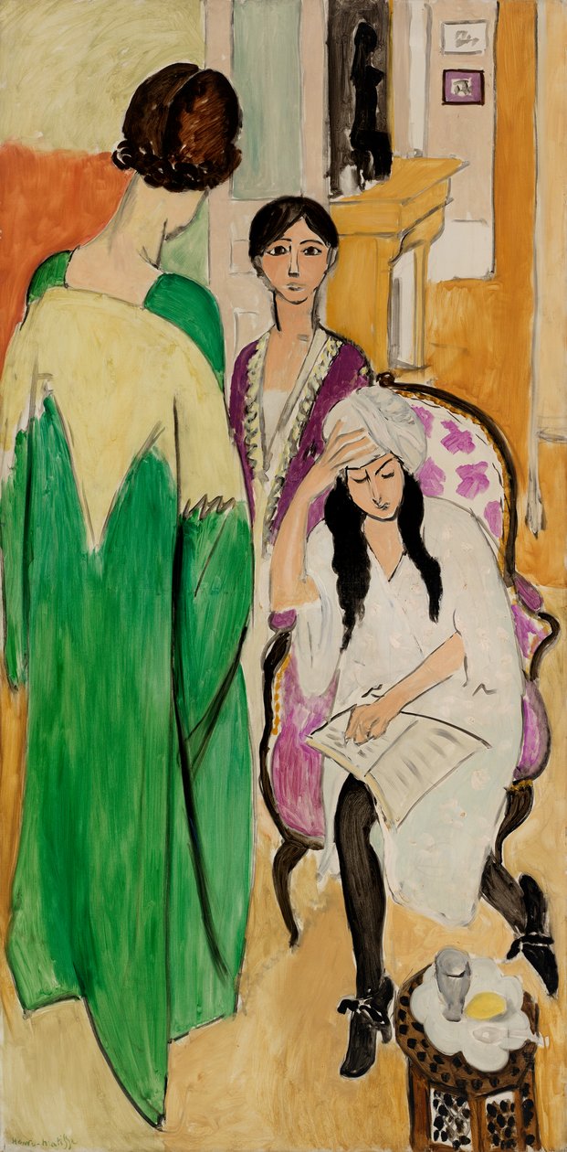 Kolme sisarta ja afrikkalainen veistos tekijältä Henri Matisse