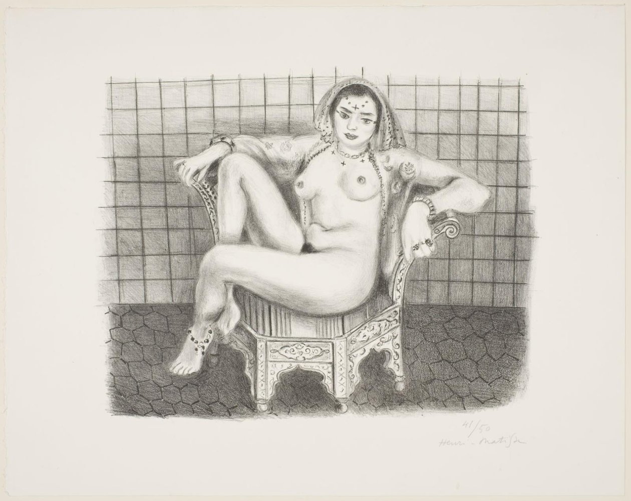 Nuori hindu istumassa alastomana tuolilla tekijältä Henri Matisse