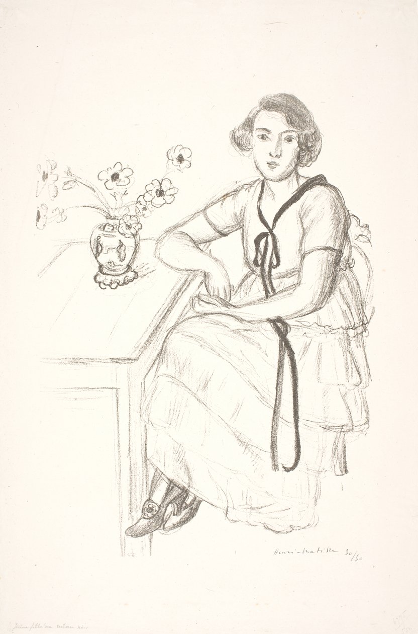 Nuori nainen mustalla koristenauhalla tekijältä Henri Matisse