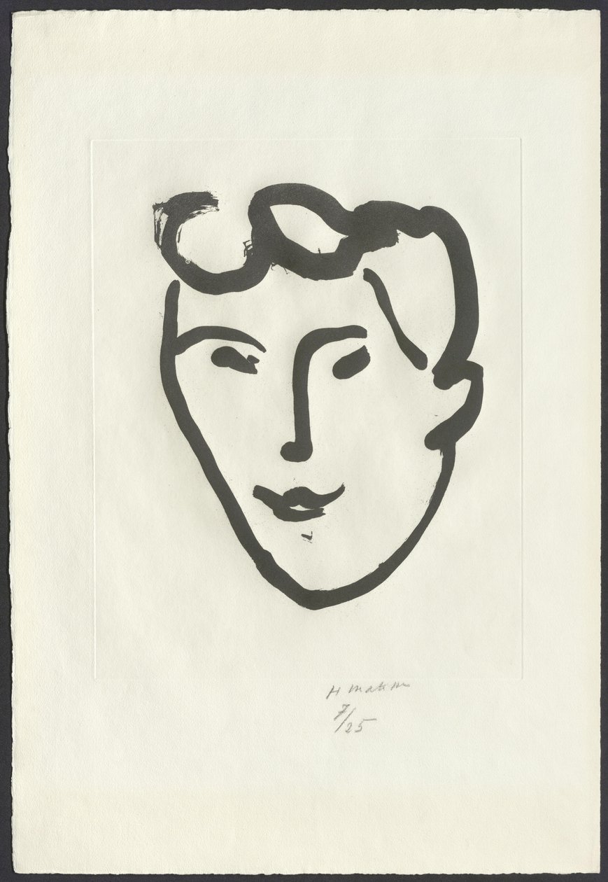 Naisen kasvot [naamio ja hiusrullat] tekijältä Henri Matisse
