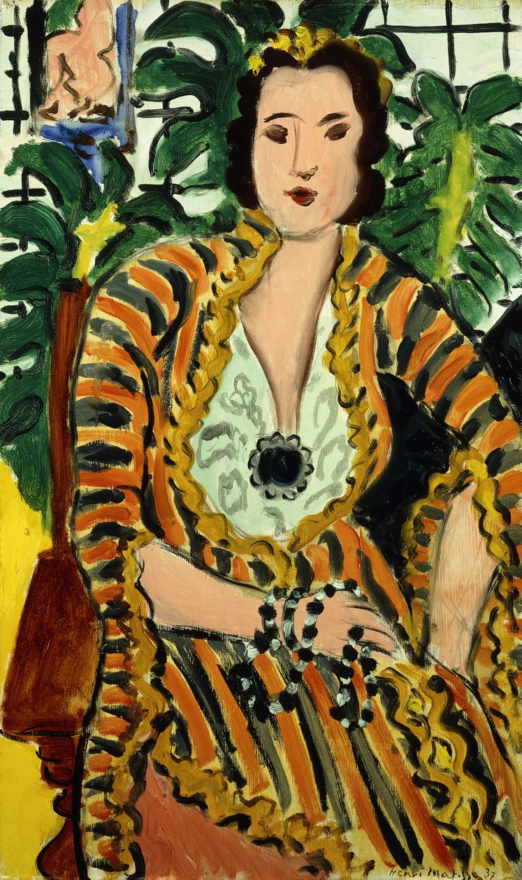 Nainen sinisen jalokiven kanssa (Helene Galitzine ja jalokivi) tekijältä Henri Matisse