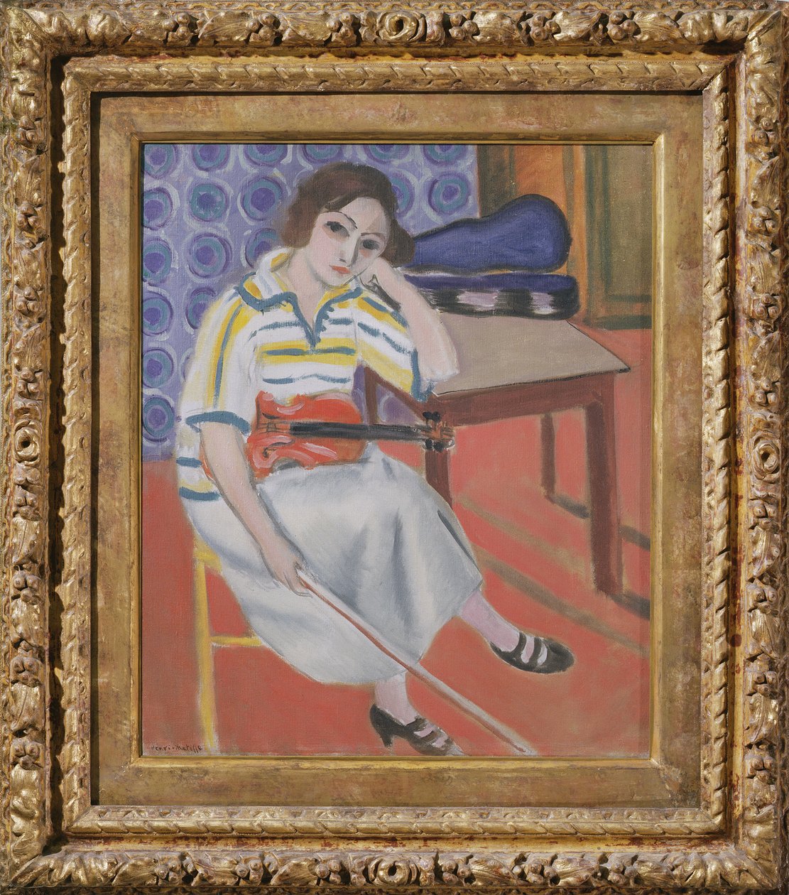 Nainen viulun kanssa, n.1921-23 (öljy kankaalle) tekijältä Henri Matisse