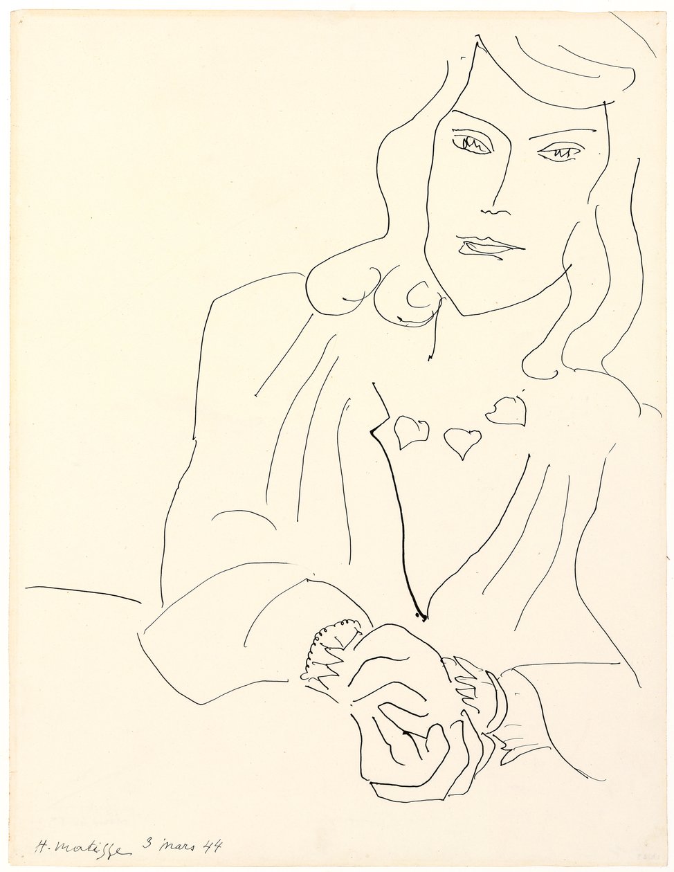 Naisen pää ja kaulakoru tekijältä Henri Matisse