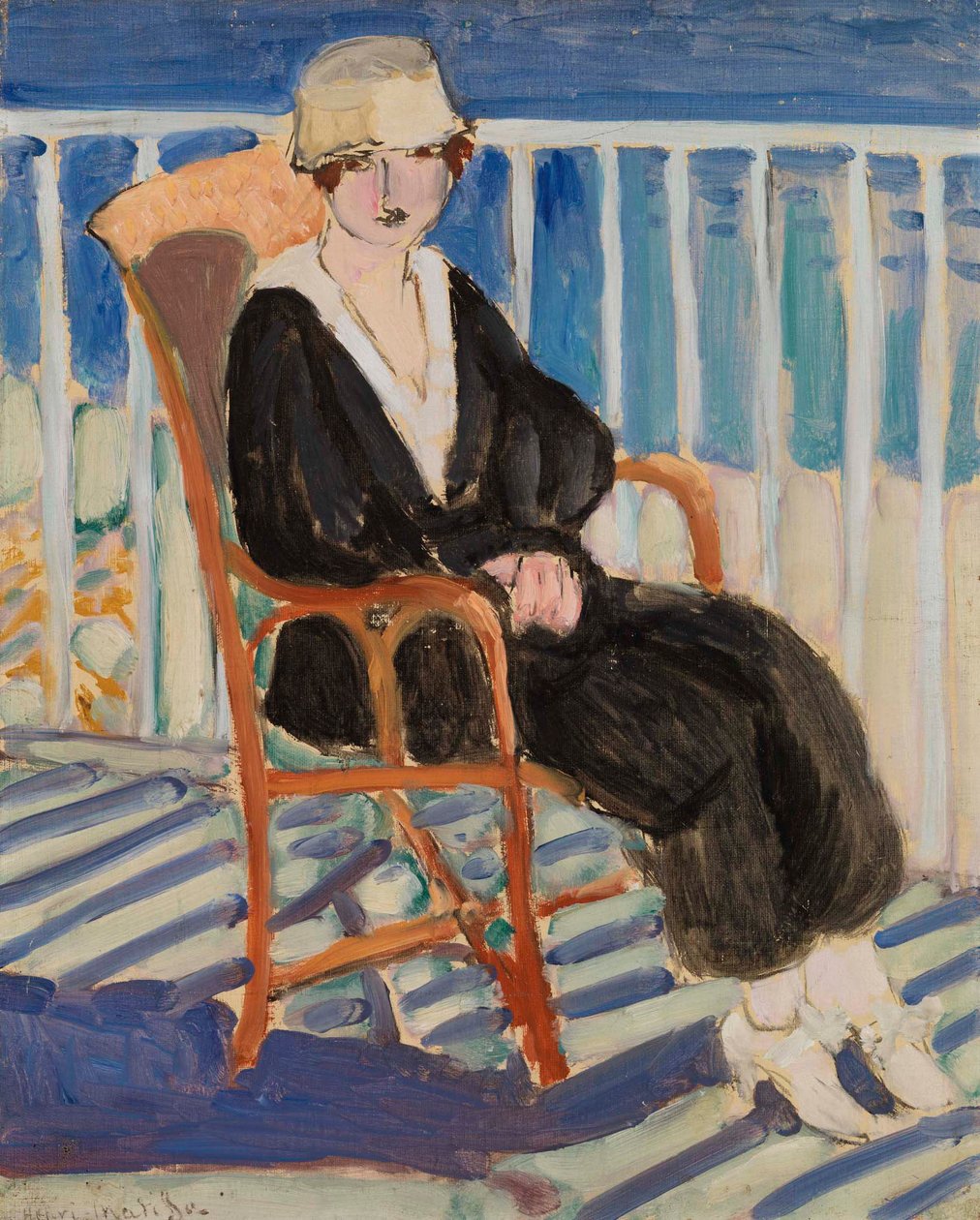 Nuori tyttö parvekkeella meren yllä (Jeune fille au balcon sur la mer) tekijältä Henri Matisse