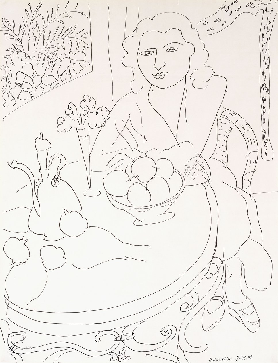 Nuori nainen pöydän ääressä tekijältä Henri Matisse