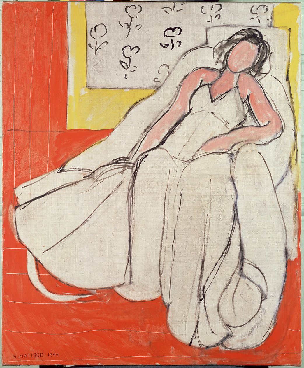 Nuori nainen valkoinen punainen tausta tekijältä Henri Matisse
