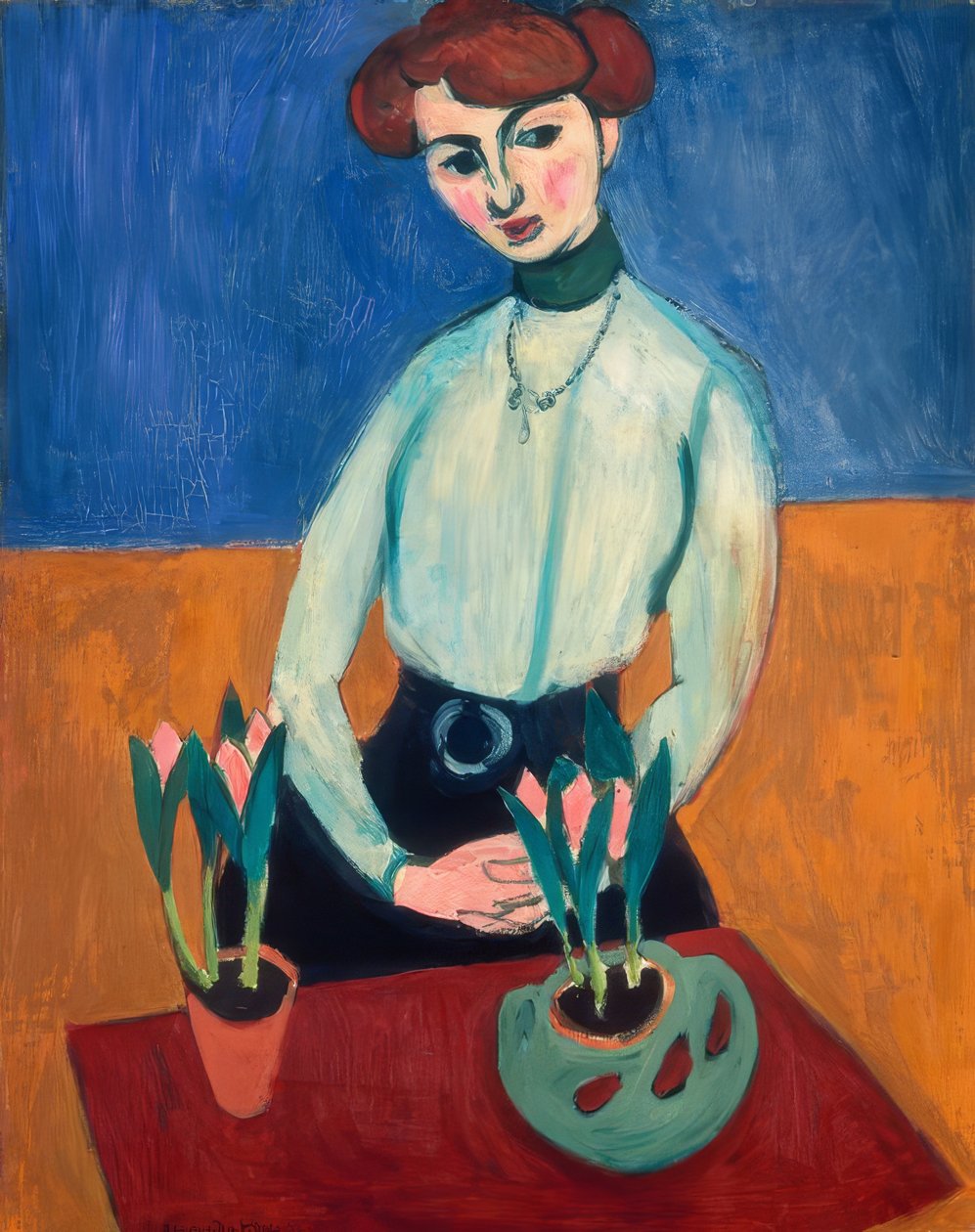 Nuori nainen tulppaanien kanssa tekijältä Henri Matisse