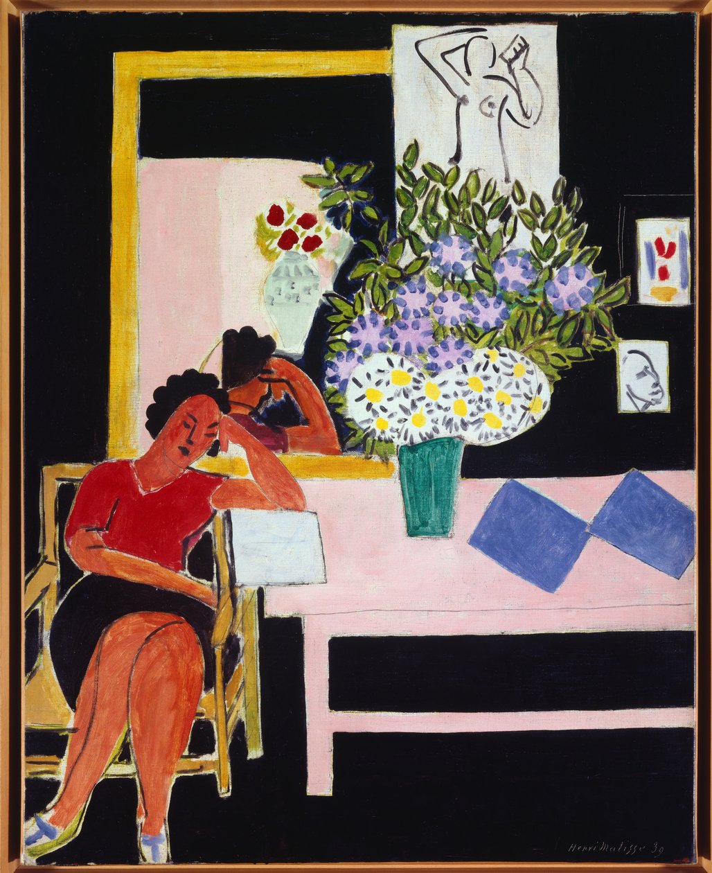 liseuse sur fond noir 1939 (öljy kankaalle ) tekijältä Henri Matisse
