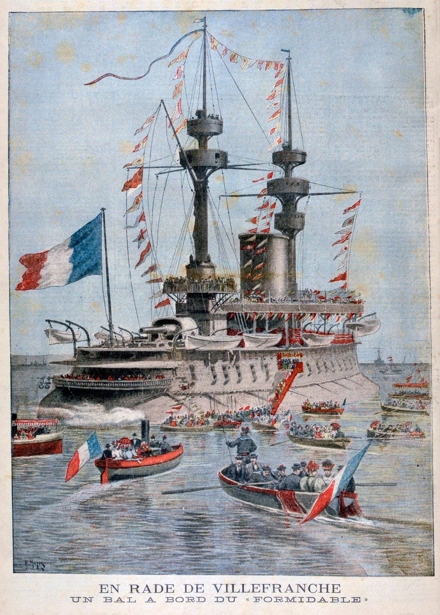 Pallo taistelulaivalla Formidable, Villefranche Harbour, Ranska, 1896 tekijältä Henri Meyer