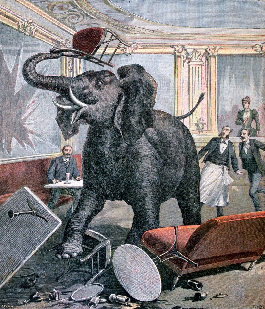 Elefantti Pre-Catalan Caféssa, Toulousessa, Ranskassa, 1891 tekijältä Henri Meyer
