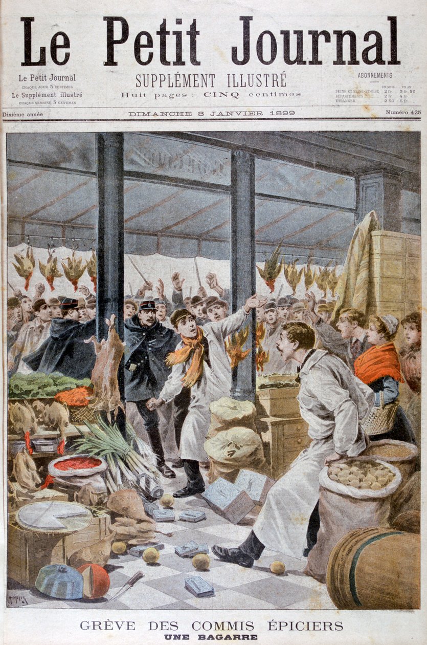 Taistelu elintarvikekauppiaiden lakon aikana, Pariisi, 1899 tekijältä Henri Meyer