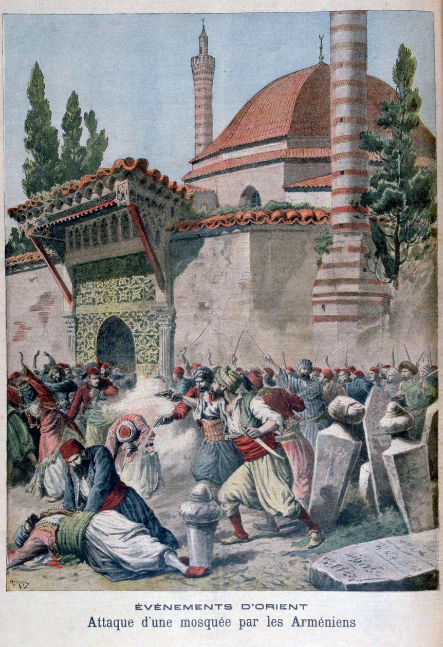 Armenialaisten hyökkäys moskeijaan, 1895 tekijältä Henri Meyer