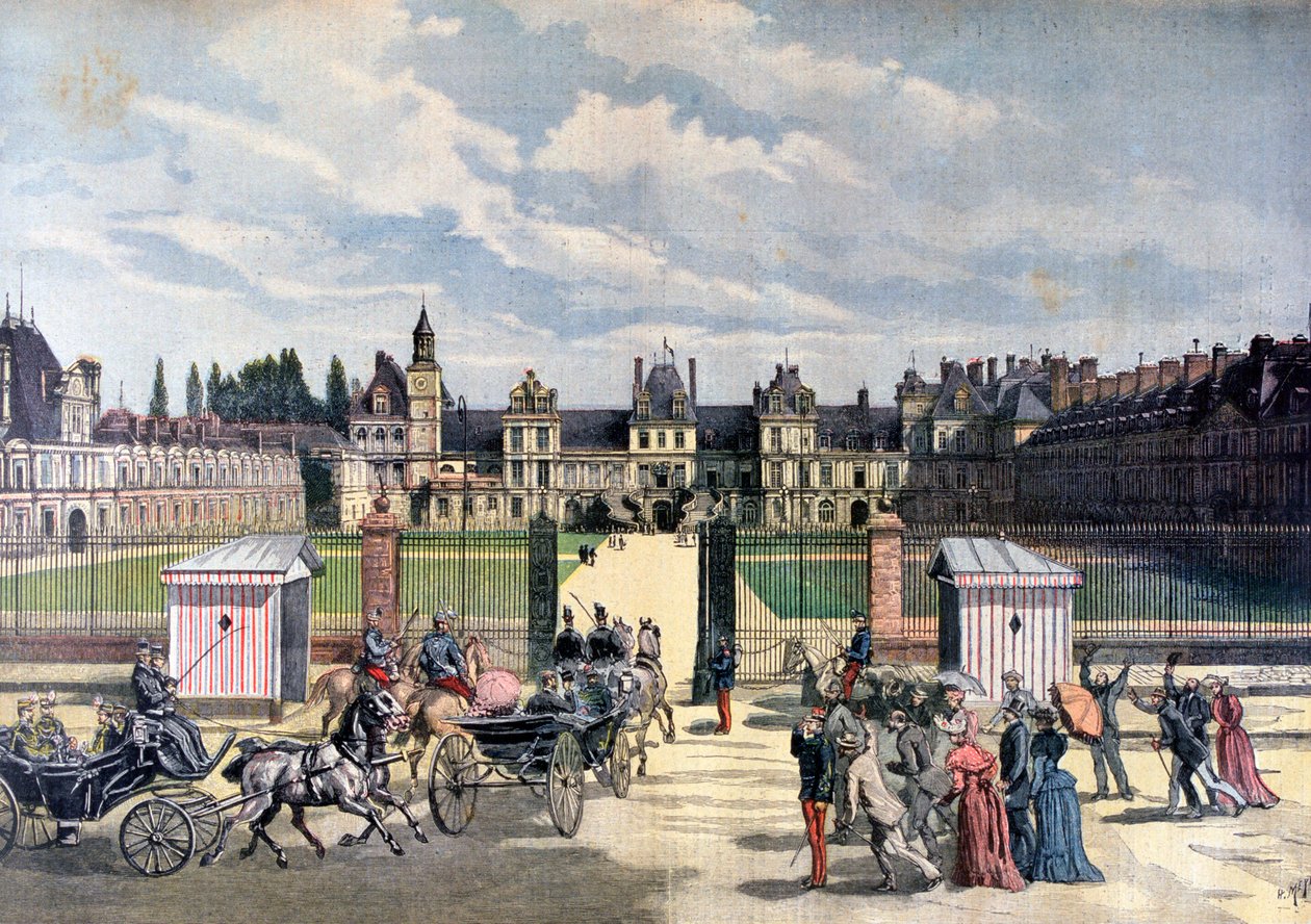 Tasavallan presidentin saapuminen Château de Fontainebleau, 1892 tekijältä Henri Meyer