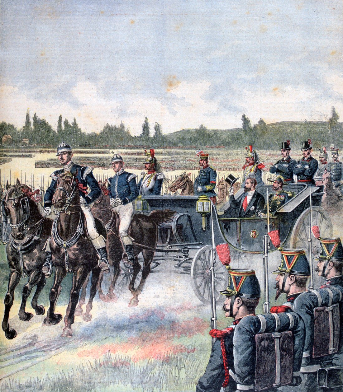 Tasavallan presidentin saapuminen, sotilaskatsaus, 14. heinäkuuta 1891. tekijältä Henri Meyer