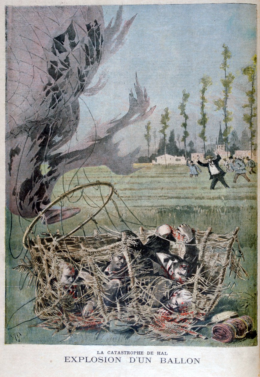Ilmapallon räjähdys Halissa, Belgiassa, 1895. tekijältä Henri Meyer