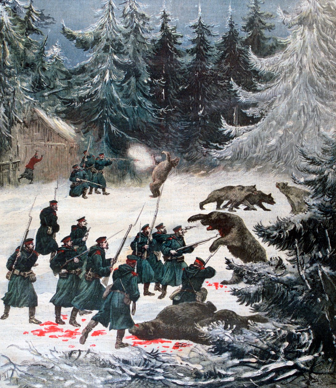 Karhun hyökkäys, Venäjä, 1892 tekijältä Henri Meyer
