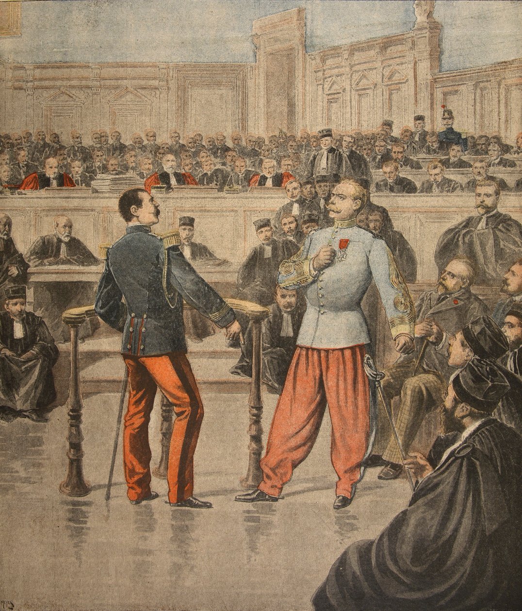 Eversti Henry ja everstiluutnantti Picquart puhumassa Court of Assissesissa, kuva 