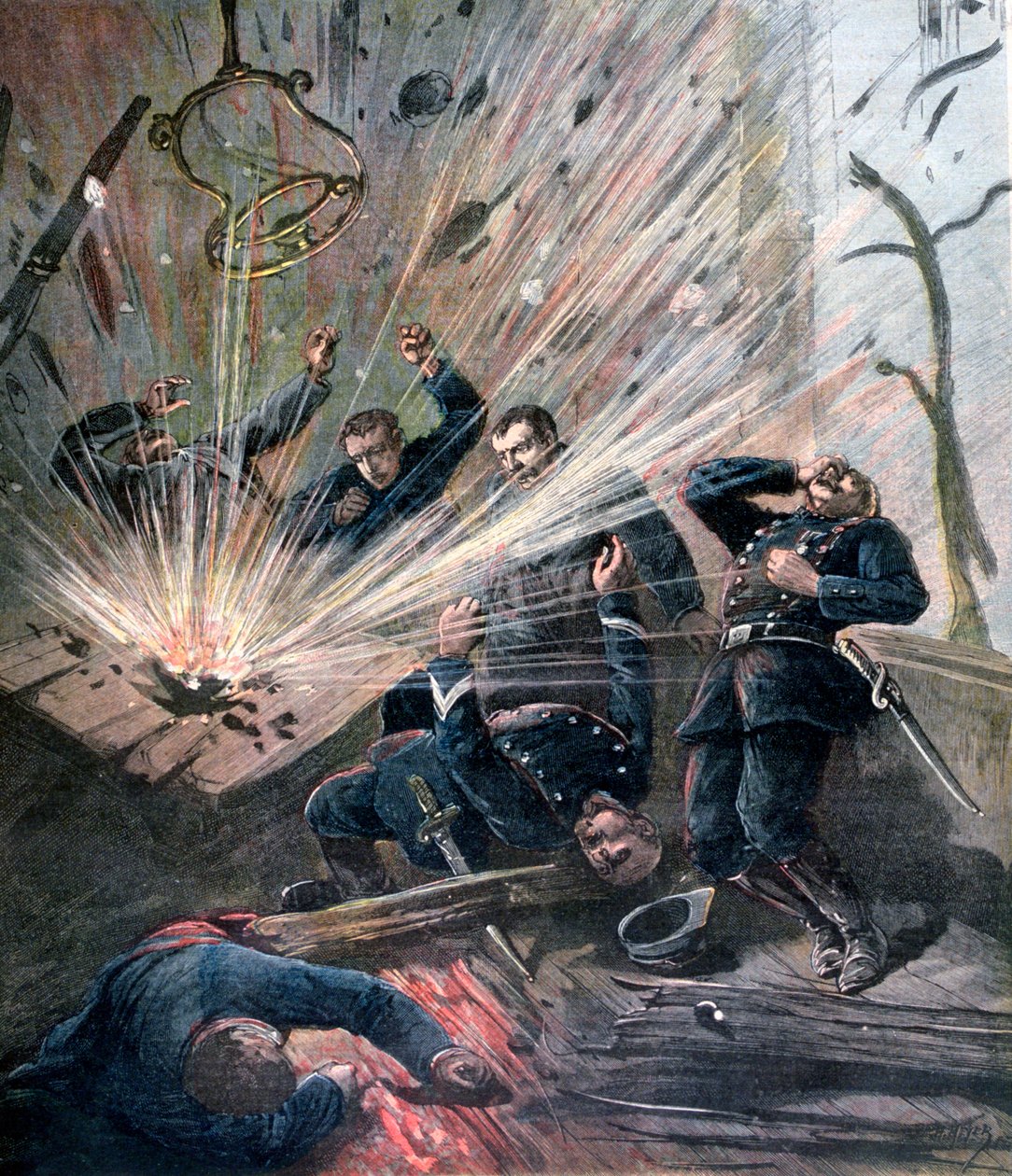 Räjähdys poliisiasemalla Rue des Bons-Enfantsilla, Pariisi, 1892 tekijältä Henri Meyer