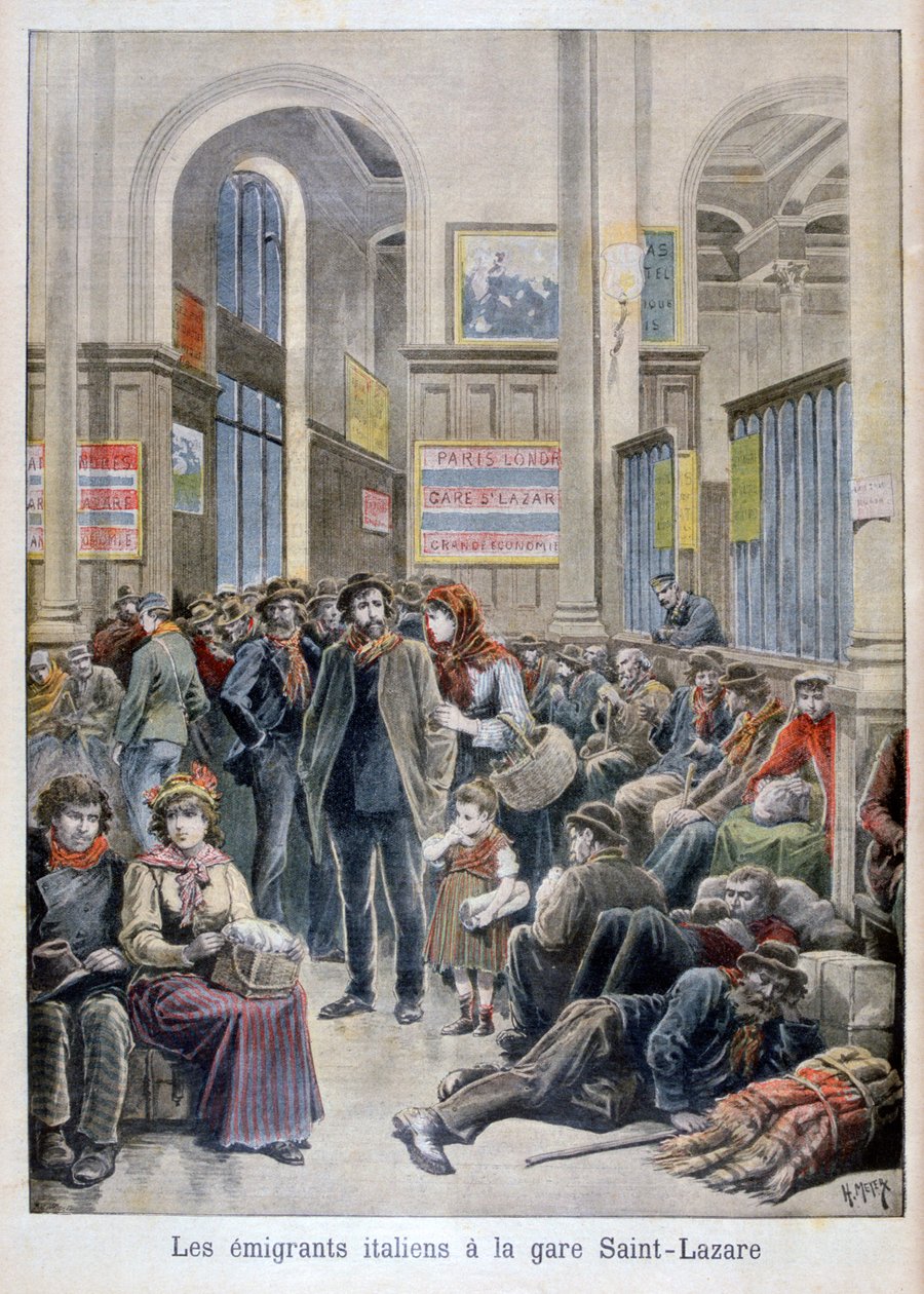 Italialaiset emigrantit Gare Saint-Lazaressa, Pariisissa, 1896 tekijältä Henri Meyer
