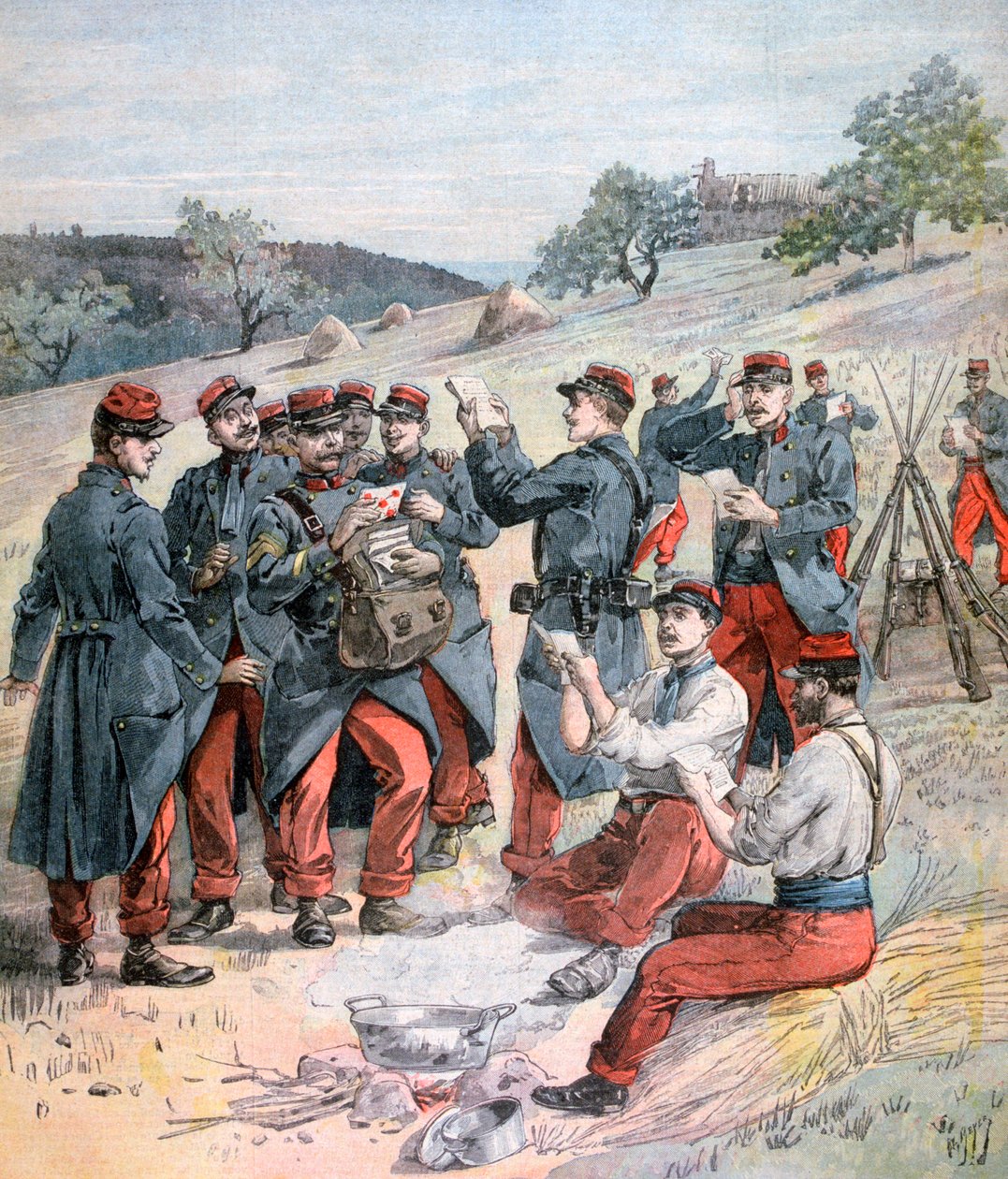 Postin toimitus ennen suuria sotilaslentoreita, 1893 tekijältä Henri Meyer