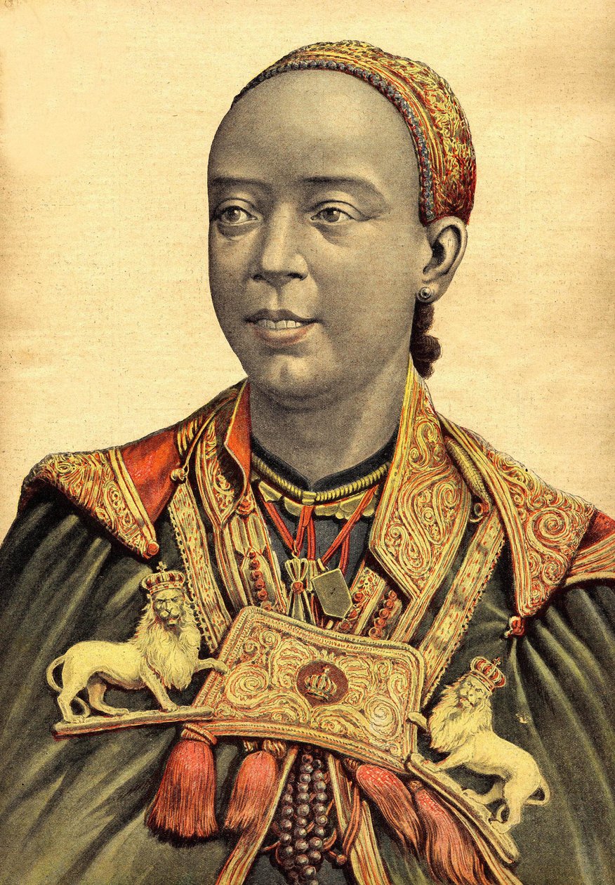 Abessinian ja Etiopian keisarinna Taitou (Taytu Betul) muotokuva. tekijältä Henri Meyer